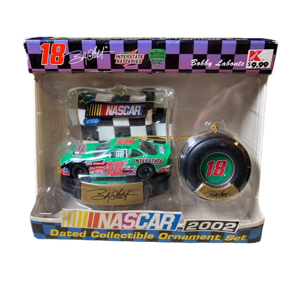 NASCAR Bobby Labonte #18 2002 Dated Collectible Christmas Ornament Set